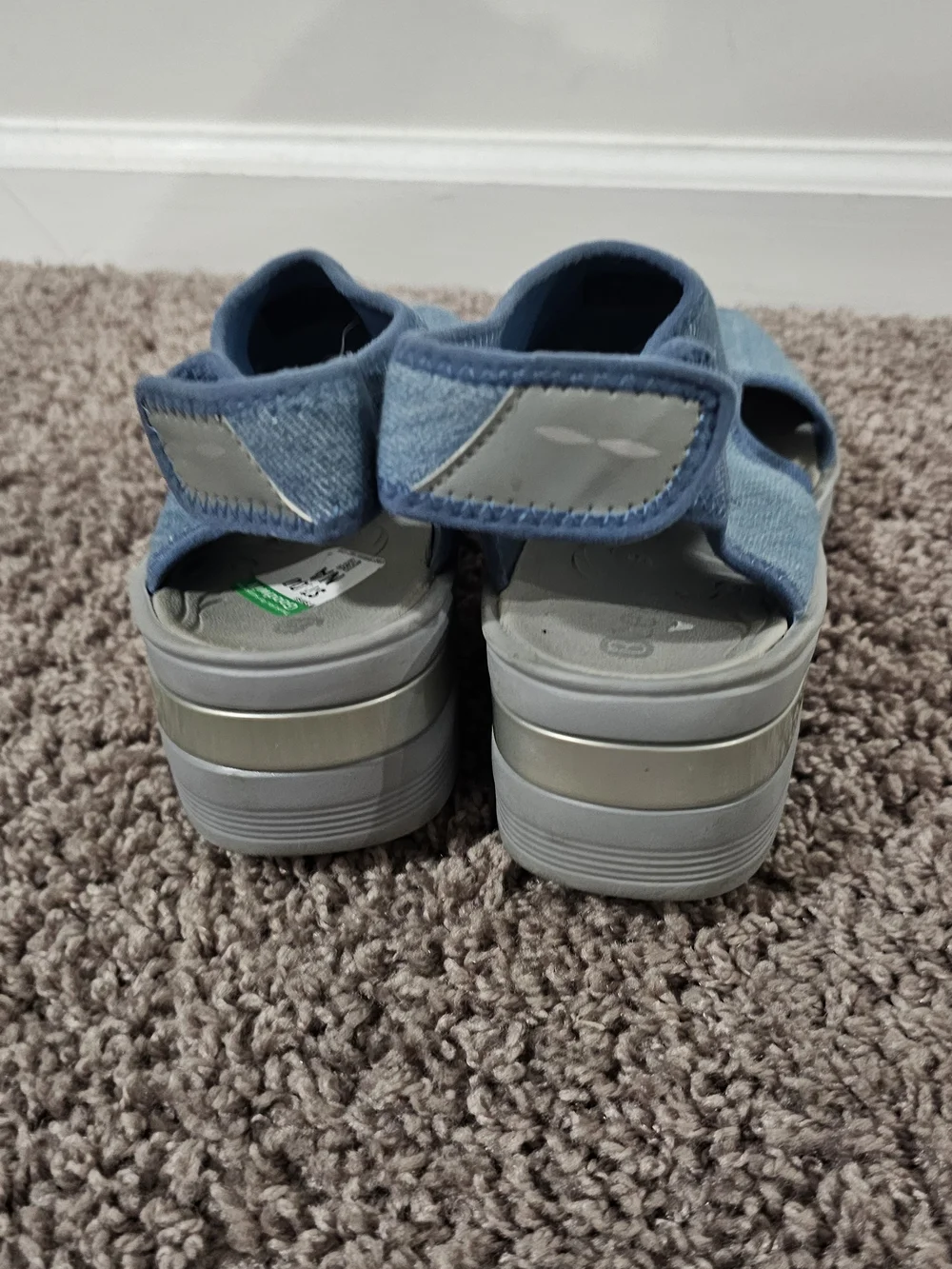 Bzees Blue Denim-Look Open-Toe Slingback Sandals The Dream Sandals Size 11